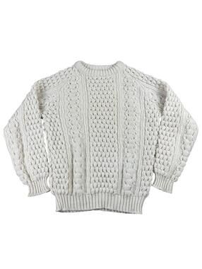 John Molloy Donegal Wool Sweater Men’s L Irish Cable Knit Chunky Cream See Meas*